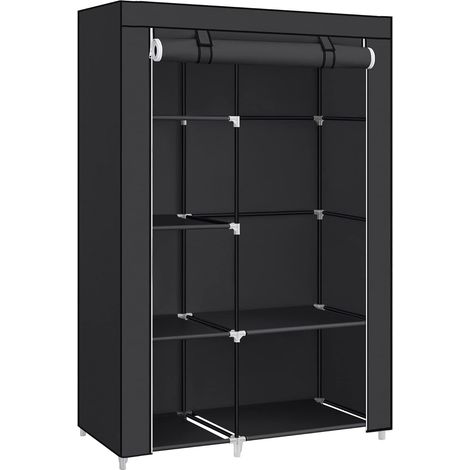 Songmics – Armoire à vêtements 2 tringles 6 niveaux 45x105x168 cm en tissu non-tissé noir – Charge max 45 kg – RYG085B02 (1/5)