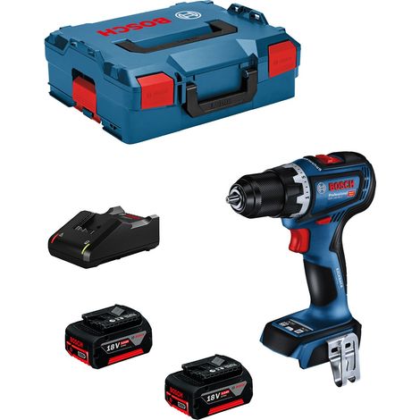 Bosch Professional 18V System GSR 18V-90 C - Atornillador a batería (64 Nm, Ø máx. tornillo 12 mm, conectable, 2 baterías x 5.0Ah, en L-BOXX), Azul (1/5)