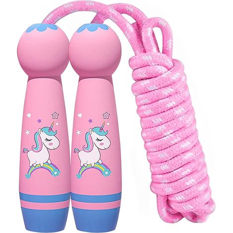 skipping rope for kids,skipping rope for girl,fitness skipping rope for kids,adjustable skipping rope for kids with cartoon wooden handle for girls boys 4 5 6 7 (1/5)
