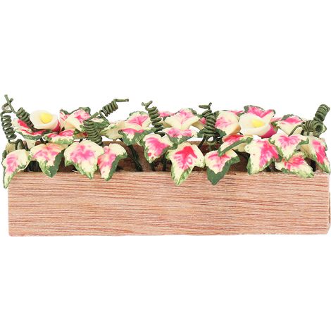 Assortiment de 2 mini jardinières rectangulaires pour poupée, pot de fleurs décoratif aux couleurs vives, maison de poupée 1:12 (1/5)