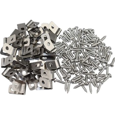 Lot de 100 colliers de serrage pour fil de clôture agricole, en acier inoxydable, avec vis. (1/5)