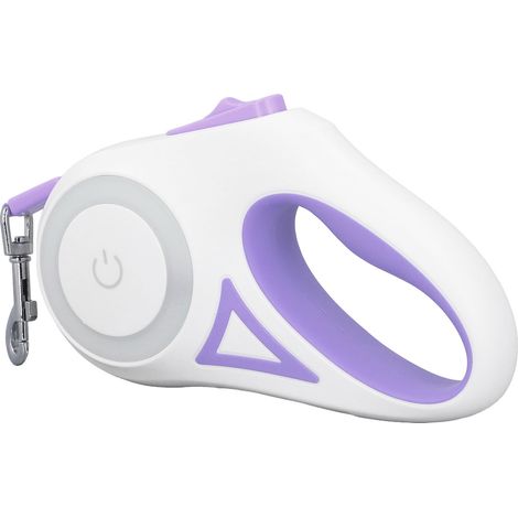 Laisse rétractable pour chien avec lumière LED puissante, frein à une main, verrouillage pause, anti-nœuds, robuste, type 2 (1/5)