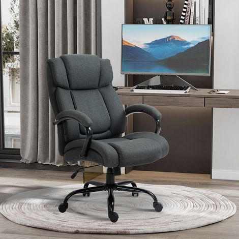 Bürostuhl, Ergonomischer Schreibtischstuhl, Drehstuhl mit gepolsterter Armlehne, bis 220 kg belastbar, Grau (1/5)