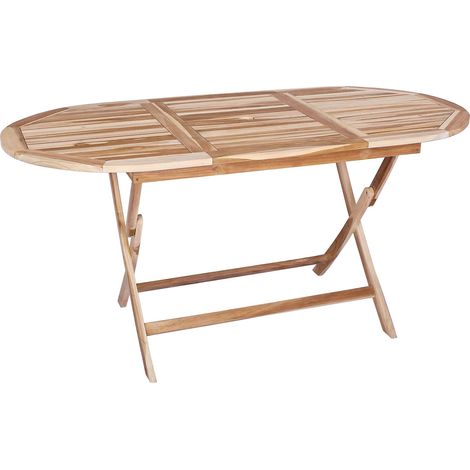 Klappbarer Gartentisch Natur 160 x 80 x 76 cm Massivholz Teak vidaXL (1/5)