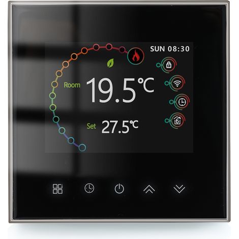 Thermostat intelligent Wi-Fi avec régulateur de température programmable hebdomadaire, commandes tactiles, application mobile et vocales, compatible avec Alexa/Home, pour le chauffage de l'eau (5 A). (1/2)