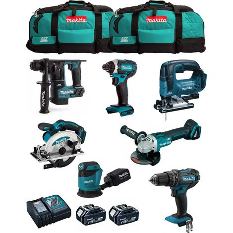 MAKITA Kit MK702 (DDF482 + DHR171 + DGA504 + DTD152 + DJV182 + DSS610 + DBO180 + 2 x 5,0 Ah + DC18RC + 2 x LXT600) (1/5)