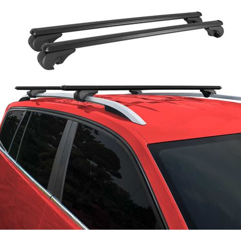 OMAC Aluminium Dachträger Querträger für Universal – TÜV / DIN 75302:2019 – Abschließbar – Max. 75 kg – 2 Stangen Schwarz (1/5)