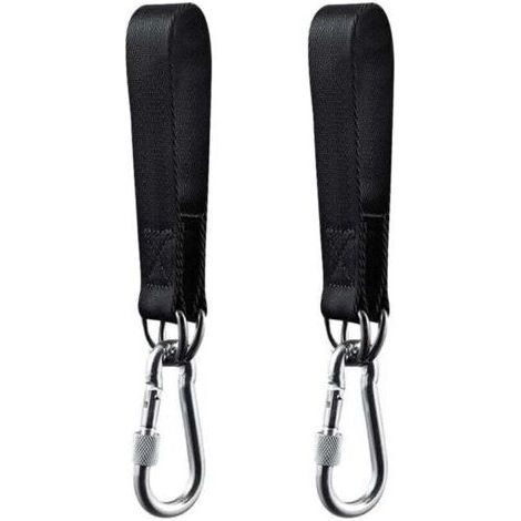 Kit de Suspension Noir pour Balançoire 2 Pièces, Sangles pour Balançoire de Jardin, Hamac ou Siège Suspendu, avec 2 Mousquetons de Charge Lourde et Anneaux D (1/4)
