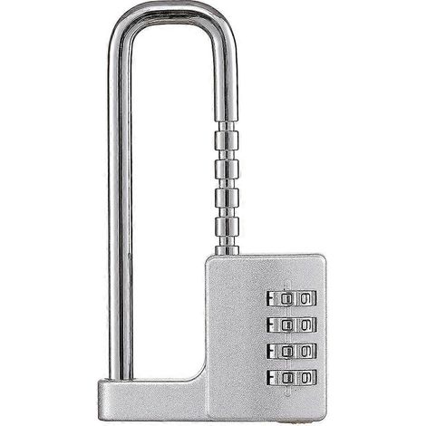 Cadenas à combinaison pour armoire, cadenas à combinaison en acier inoxydable pour casier de salle de sport, avec anse longue réglable, idéal pour l'école et la salle de sport (argenté). (1/5)