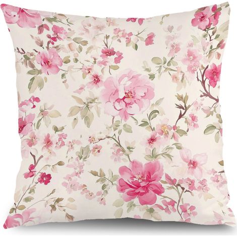 Taie d'oreiller printemps été fleurs, décoration salon chambre maison,45×45cm (1/5)