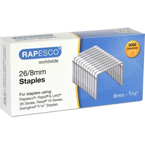 Rapesco S11880Z3 Punti Galvanizzati Tipo 26/8 mm (No.56), Confezione da 5000