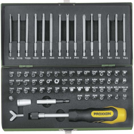 Proxxon Industrial 23 107 Bit-Set 75teilig Schlitz, Kreuzschlitz Phillips, Kreuzschlitz Pozidriv, T (1/4)