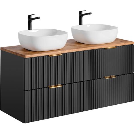 Doppelwaschtisch 120cm Adriel mit 4 Schubladen, Schwarz (1/5)