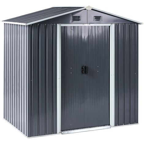Cobertizo de jardín de acero galvanizado para guardar herramientas equipamiento impermeable 184 cm gris grafito Cirella