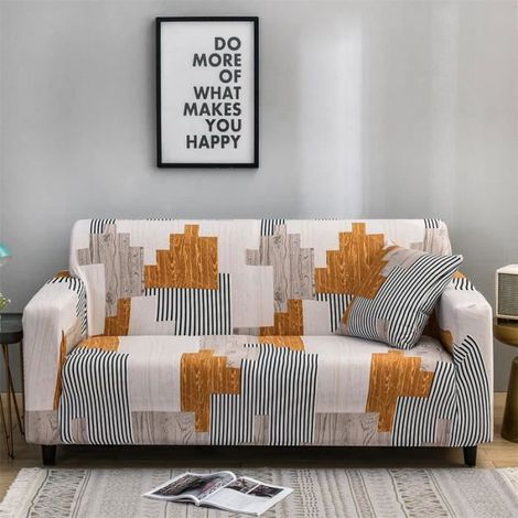 3-Sitzer-Sofa-Bezug – Elastisch – Waschmaschinengeeignet – Mehrfarbig Braun