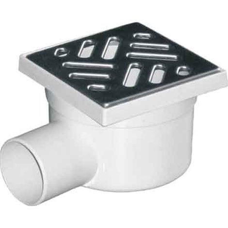 CHIUSINO CON SCARICO LATERALE GRIGLIA IN ACCIAIO  INOX 11,5x11,5 cm - scarico Ø 50 mm