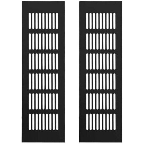 Grille Aération Aluminium 2 Pièces Grille d'Aeration Grille de Ventilation Rectangulaire Grille d'Aeration en Alliage Grille Daération Extérieure pour la Ventilation Noir 250 X 80mm (1/5)