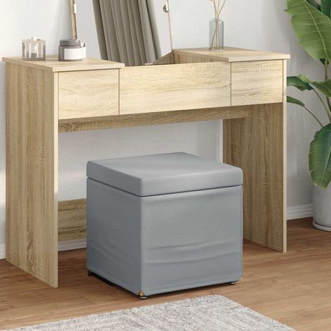 vidaXL  Stool  Light Grey 41 x 41 x 40 cm Fabric and Engineered Wood