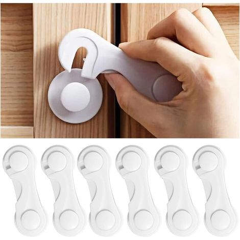 Serrature di sicurezza per bambini per cassetti e armadietti, 6 pezzi, serrature per armadi e cassetti, armadietti di sicurezza per bambini, serrature per mobili e armadietti, cucina, adesivo forte (1/4)
