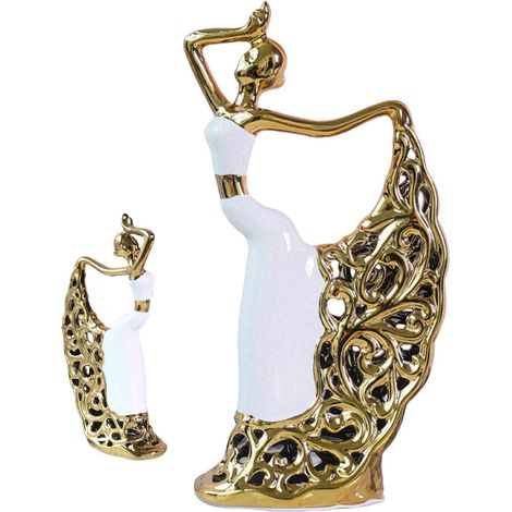 Statue Femme Danse,Sculpture Céramique de Danseuse Féminine Décoration (1/5)