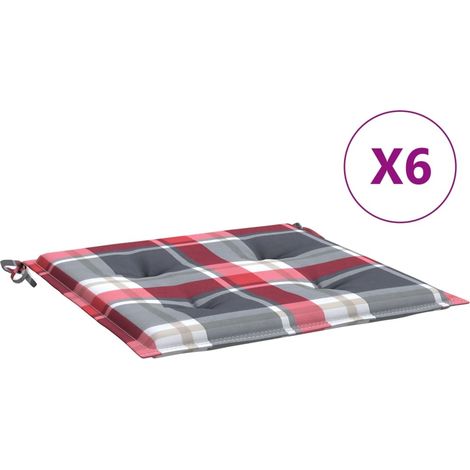 Maison Exclusive - Cuscini per Sedia 6 pz a Quadri Rossi 40x40x4cm Tessuto Oxford