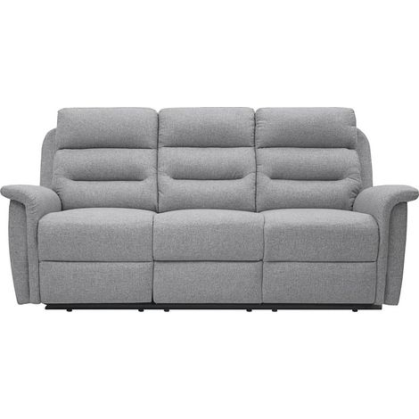Canapé relax 3 places en tissu gris clair – Inclinaison jusqu'à 170° – Repose-pieds relevable – Confort optimal avec mousse – Usinestreet