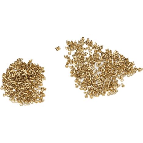 500 rivets creux en cuivre, 65 surfaces lisses, installation facile, pour vêtements et loisirs créatifs (2,5 x 4,5 x 4,5 mm).