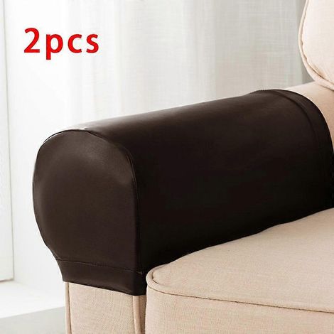 Housses d'accoudoirs de canapé en cuir PU, compatibles avec les protections d'accoudoirs de canapé et de fauteuil, élastiques et imperméables. (1/5)