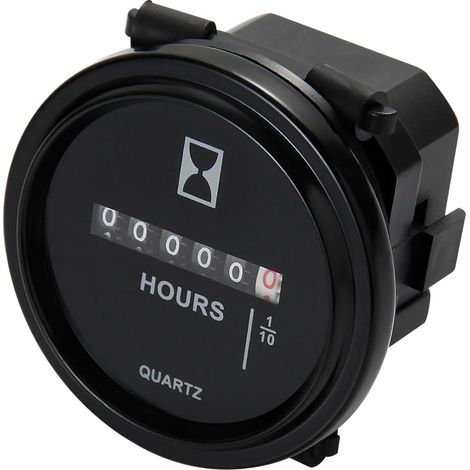 Compteur d'Heures Quartz DC 8-80V Étanche, Horamètre Mécanique Rond pour Moteur Bateau Tondeuse Tracteur Excavateur UTV