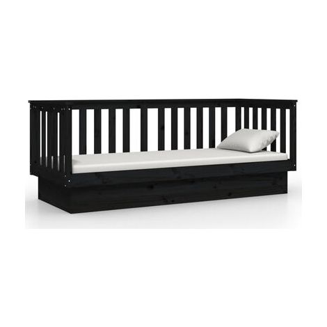 Banquette sans matelas, noire, 75 × 190 cm, pin massif, lit, pin massif durable, idéal chambre à coucher, style moderne, montage simple (1/5)