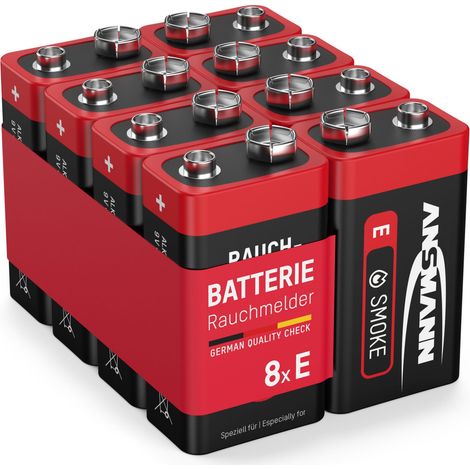 ANSMANN Rauchmelder Alkaline Batterie 9V E-Block, 8 Stück (1/7)