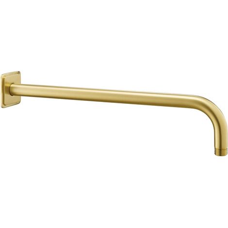 JTP Grosvenor Round Wall Mounted Shower Arm 400mm Length - Brushed Brass (1/2)