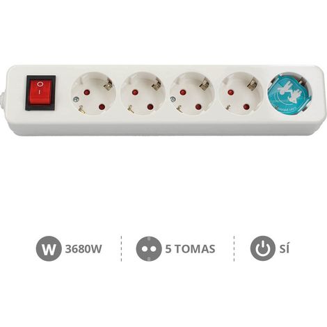 Base multiple Mega 5 enchufes + interruptor sin cable GSC 000800228 (1/2)