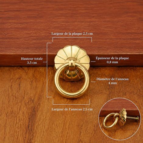 Poignée anneau fleur de prunier en laiton 2,5 cm avec vis couleur laiton 2.5 cm réf 5093 3,5 × 2,5 × 0,8 cm 11 g – Livraison gratuite