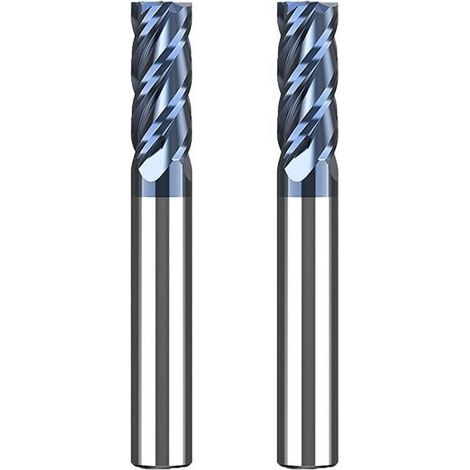 Lot de 2 fraises en carbure 8 mm, 4 dents/4 coupes, revêtement noir AlTiN, fraise CNC, fraise en carbure monobloc 8 mm pour métal, bois, acrylique, plastique (8 mm) (1/4)