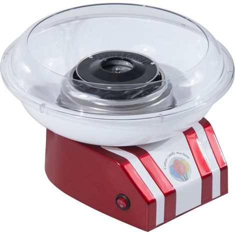Candy Floss Machine for Kids & Adults, 550W Retro Cotton Maker for Sugar or Candies, Including 10 Candyfloss Sticks, Non--Slip Base, Red & White (1/5)