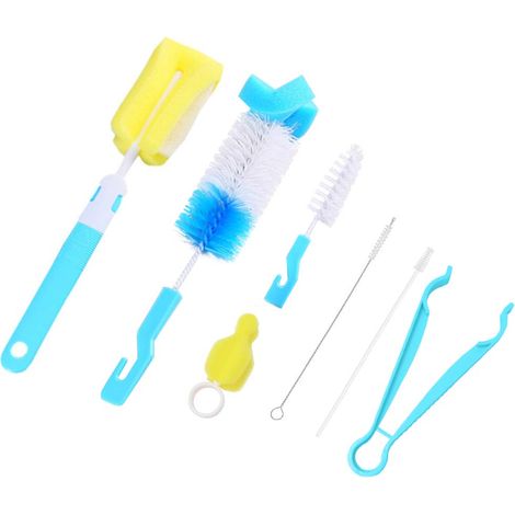 7 Pièces Brosse bouteille, éponge, nylon, paille, tétine, accessoire nettoyage, biberon (1/5)