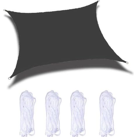 Sonnensegel, Regenschutz, UV-Schutz, UV-beständiger Streifen, energiesparend, elegante Plane für den Sommergarten (Schwarz, 2 × 2,5 m)