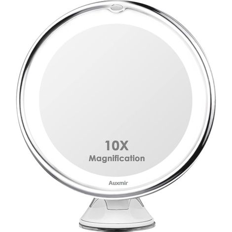 Miroir cosmétique lumineux LED avec grossissement 10x, miroir de maquillage éclairé, miroir de beauté double face portable, miroir de table rétroéclairé pour salle de bain et coiffure. (1/5)