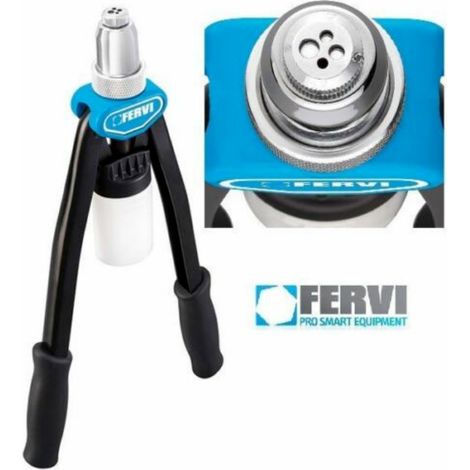 Rivettatrice a doppia leva per rivetti da 3 a 6.4 mm testina rotante Fervi 0454 (1/5)