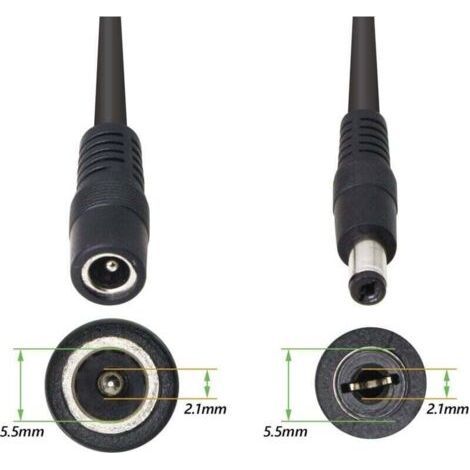 5.5/2.1MM 12V DC Power Cable Splitter 1 Male to 2 Female Connectors CCTV DC Splitter 1 Male to 2 Female Splitter Cable (0.3M) (1/4)