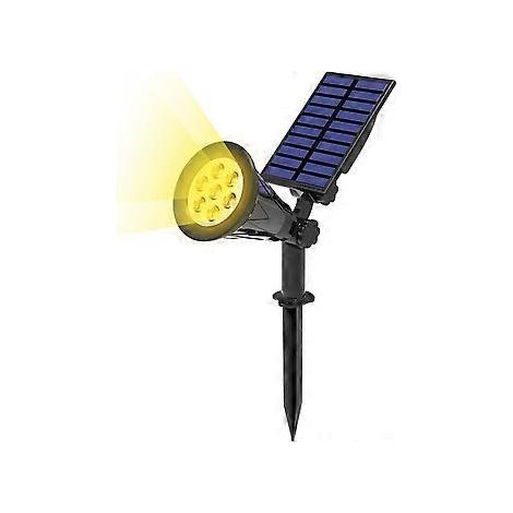 7-LED-Solarfluter, 2-in-1-Solarstrahler für den Außenbereich, 3000K kabellose, wasserdichte IP55-Gartenleuchte mit Solarpanel, 180° verstellbar