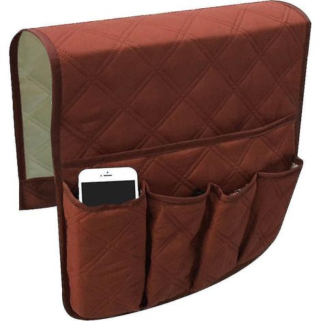 Sofa-Armlehnen-Organizer, Fernbedienungshalter, platzsparende Aufbewahrungstasche für Sofa, Sessel, Tisch und Kleiderschrank – Dunkelbraun