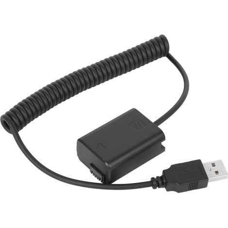 Bloc-batterie factice FW50 en ABS noir avec décodeur complet, port USB 5V 2A et fil à ressort pour appareils photo Sony A7 A3000 A6300 RX10 (1/5)