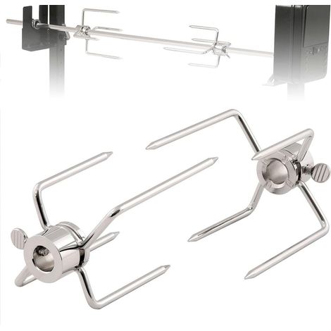 Lot de 2 Pinces à Viande en Acier Inoxydable Fourchettes Universelles pour Rôtissoire, Poulet, Shish Kebab (12 mm de Diamètre) (1/5)