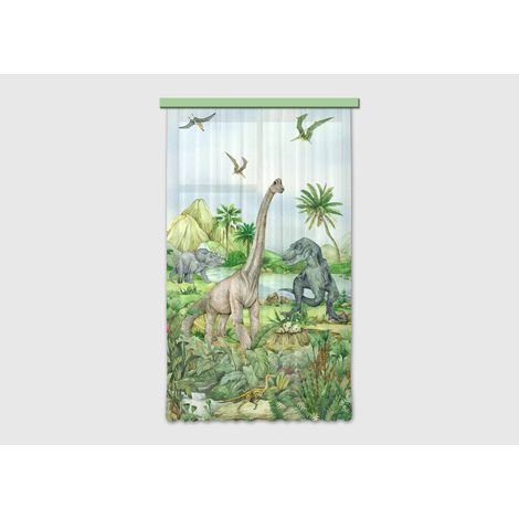 Voilage Dinosaures en couleur - 1 pièce - L 140 cm x H 245 cm (1/4)