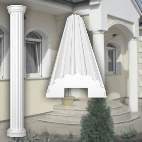 Säulen und Halbsäulen Fassade rund Set Auswahl 305mm LC102: Halbrund, Schaft kanneliert