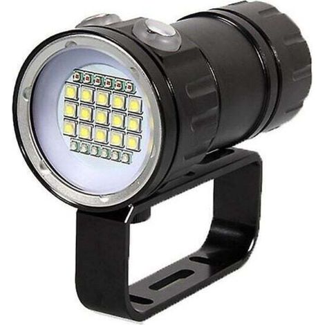 YMYNY Lampe torche - Lampe de plongée, 180W 18000 Lumen Underwater 80M Lights Lampe torche de plongée étanche pour les activités de plongée pour le camp en plein air,(noir)- (1/5)