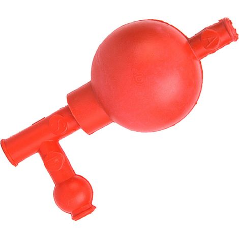 Pompe à pipette en caoutchouc rouge, 3 orifices, poire doseuse précise et sûre pour laboratoire, pipette à boule, outil de mesure fiable, accessoire de paillasse, lot unique.