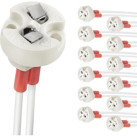 Base per lampadine Bi-Pin, G4, GU5.3, G6.35, GY6.35, GX5.3 MR16, GZ4 MR11, supporto in ceramica per lampade alogene o a incandescenza (12 pezzi) (1/5)